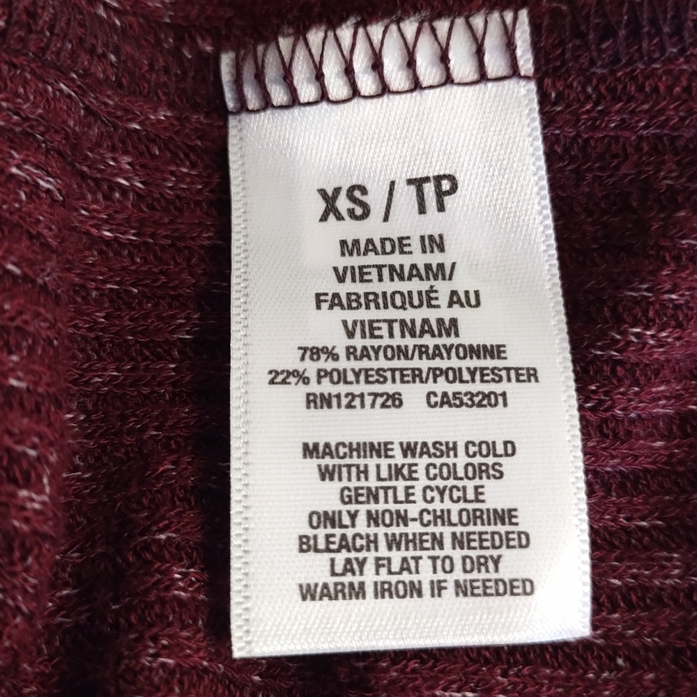 Aeropostale Heathered Maroon Burgundy Cardigan Duster Sweater Women Size XS/TNWT - Picture 5 of 5